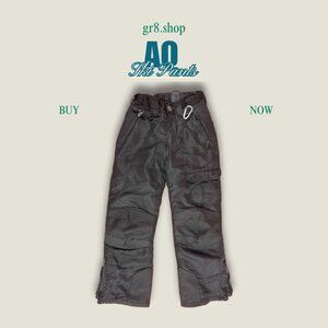 AQ Black XS Kids Ski Pants Elastic Waist Waterproof Polyester Shell